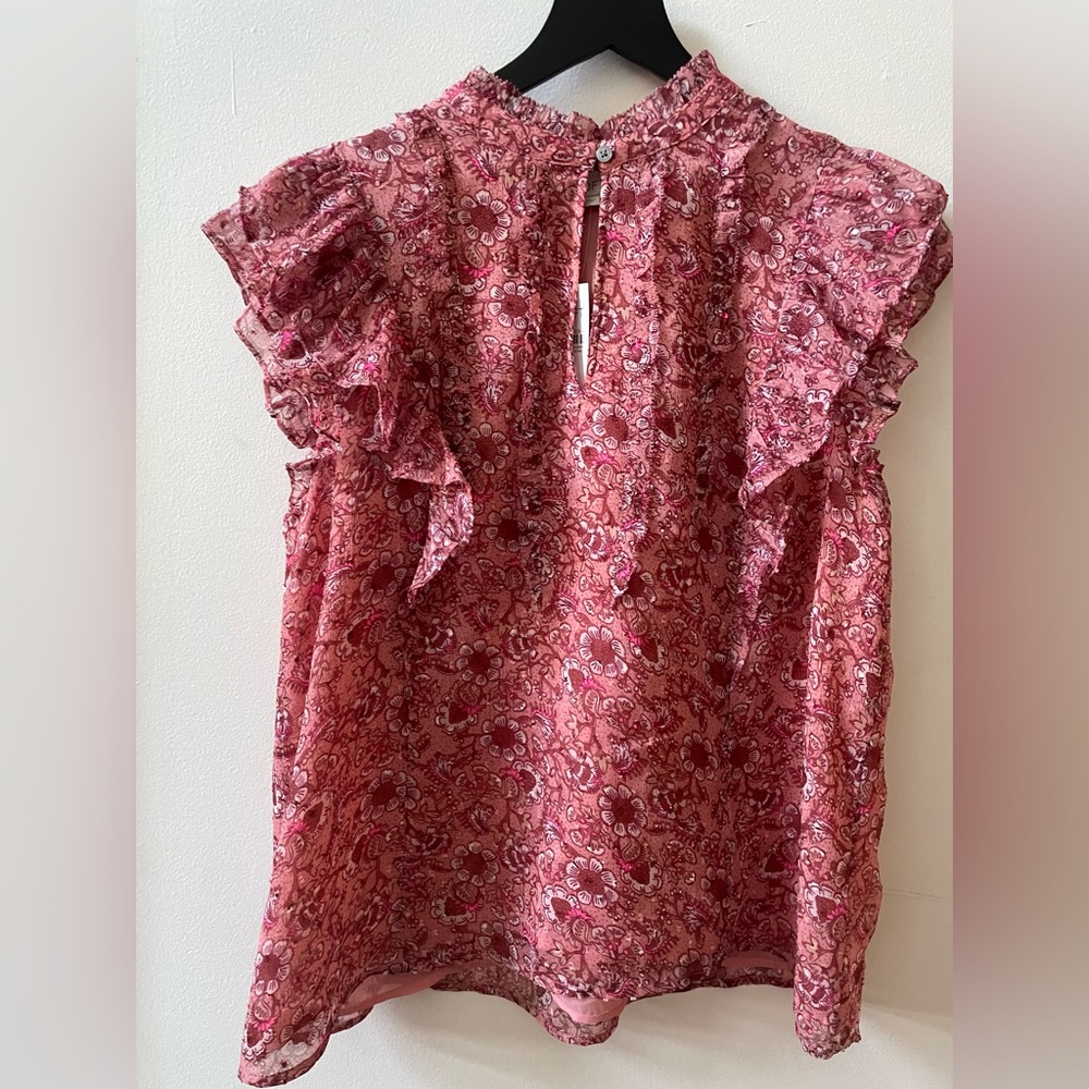 Loft pink ruffle sleeve blouse